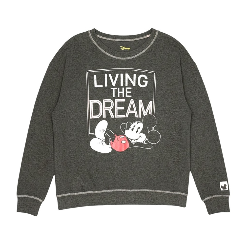 NWT Disney Sweatshirt Top Lounge GRAY MICKEY MOUSE Living The Dream 12-14 sz L